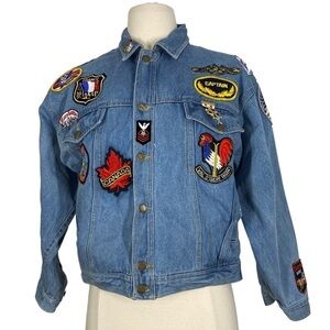 RIGOLLETTO Vintage Denim Jacket with Patches